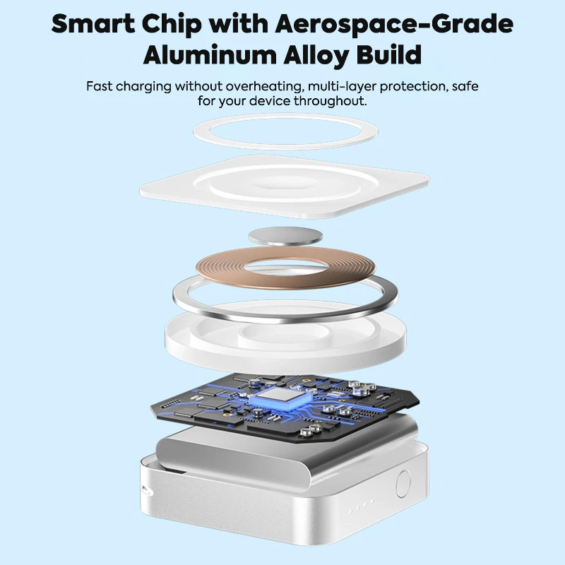 magnetic 3 in 1 wireless power bank 5000mah black