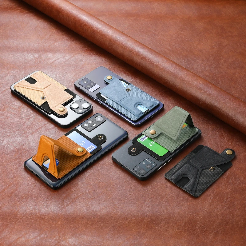 magnetic leather phone card holder grip case