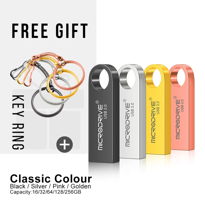 high speed usb 3.0 metal flash drive with keychain