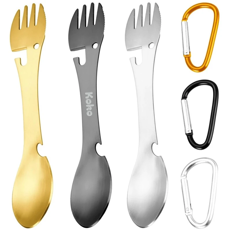 multi function 5 in 1 utility tactical fork spoon