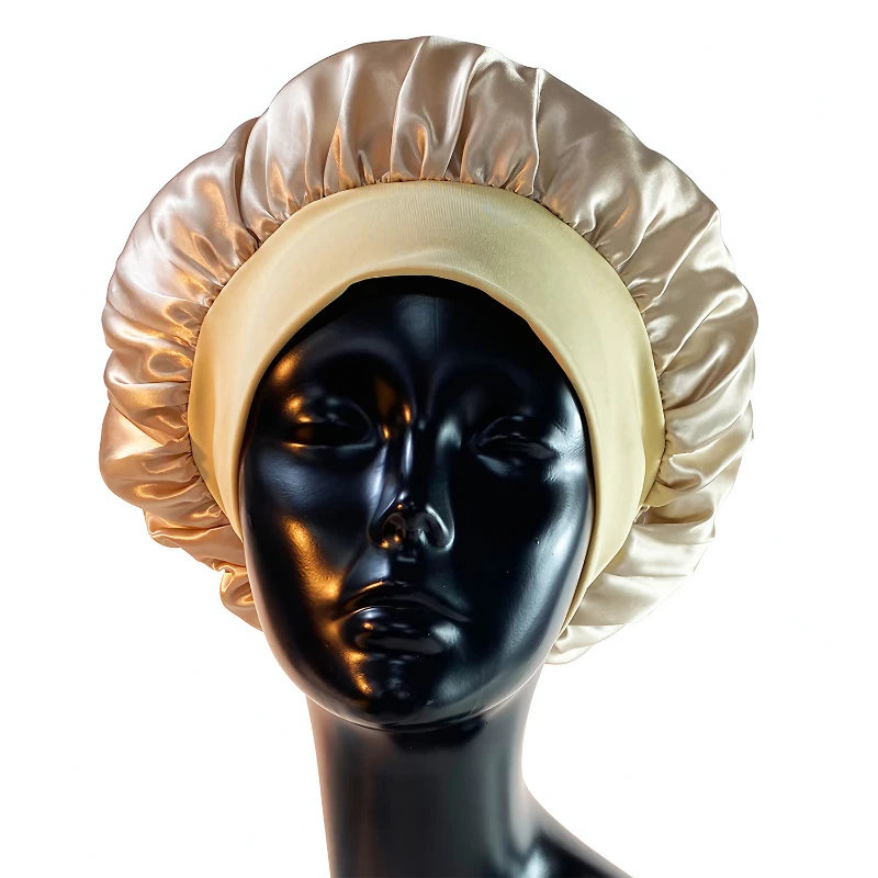 satin silk hair bonnet for sleeping with elastic wide band