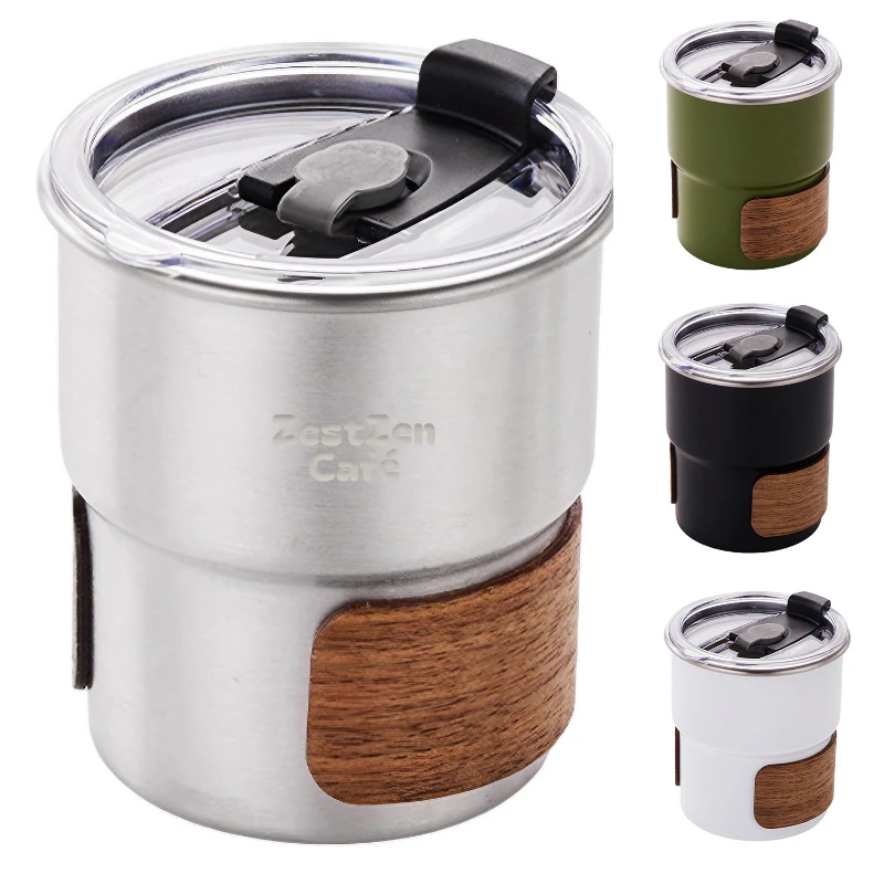 12oz insulated stainless steel coffee mug with lid