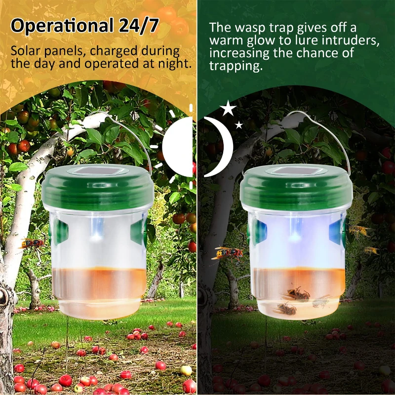 outdoor hanging solar powered wasp trap