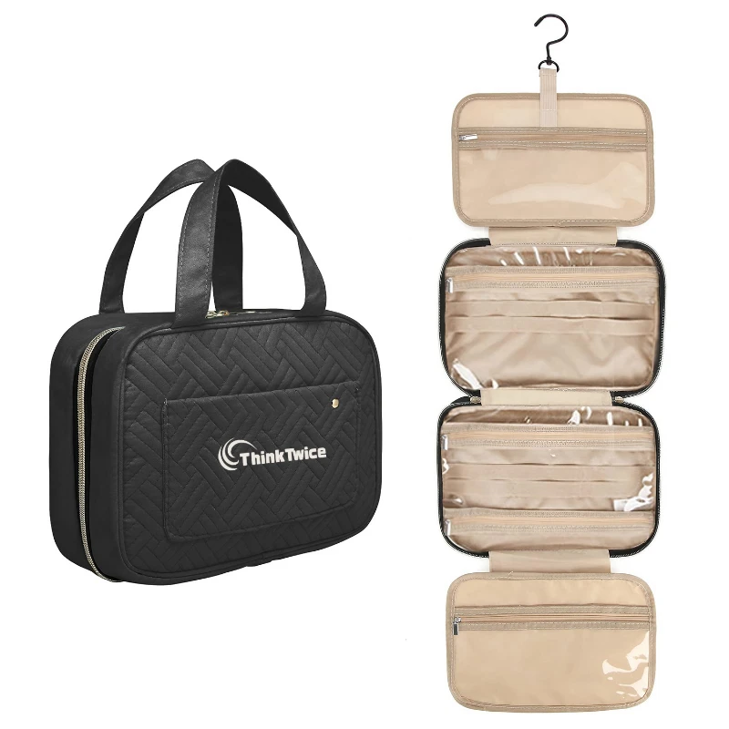 toiletry makeup cosmetic bag with hanging hook
