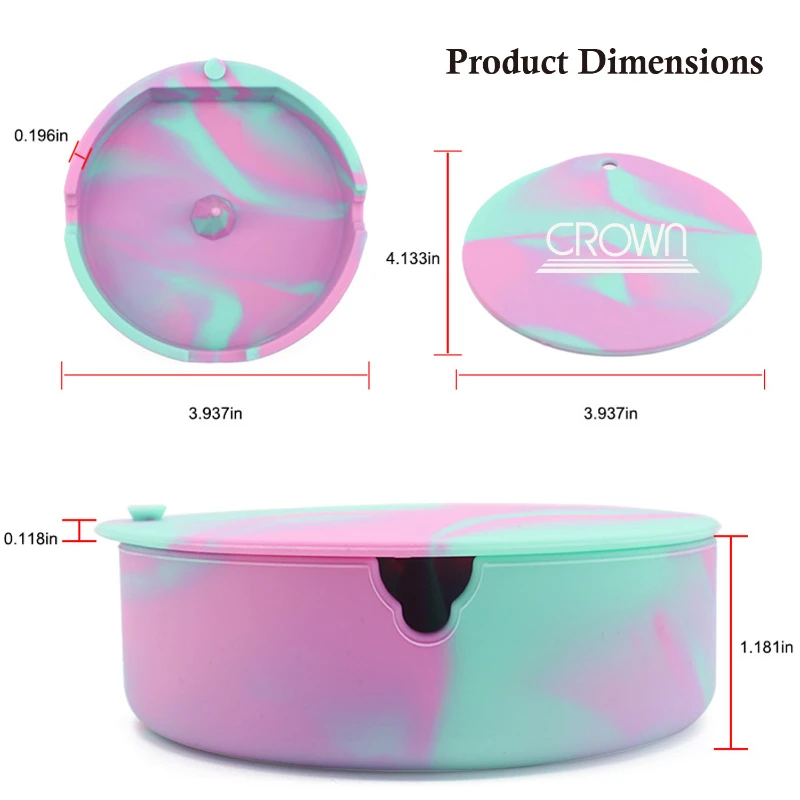 silicone ashtray round shaped with lid