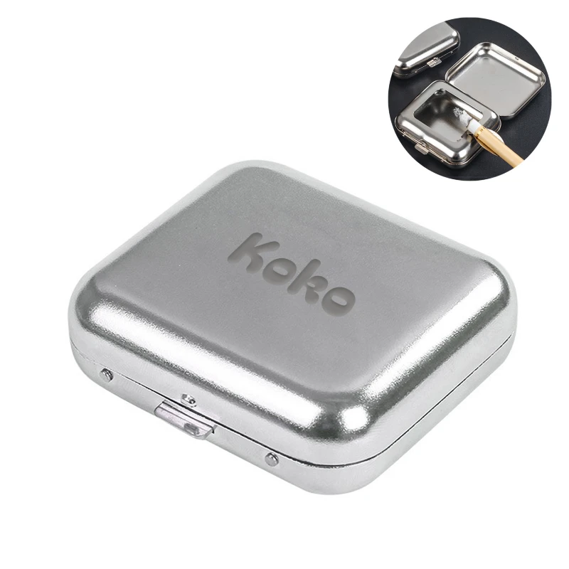 portable metal ashtray with lid