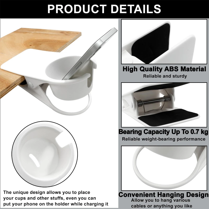 desk side drink cup holder clip