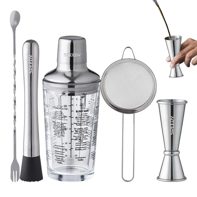 5 pcs stainless steel cocktail shaker
