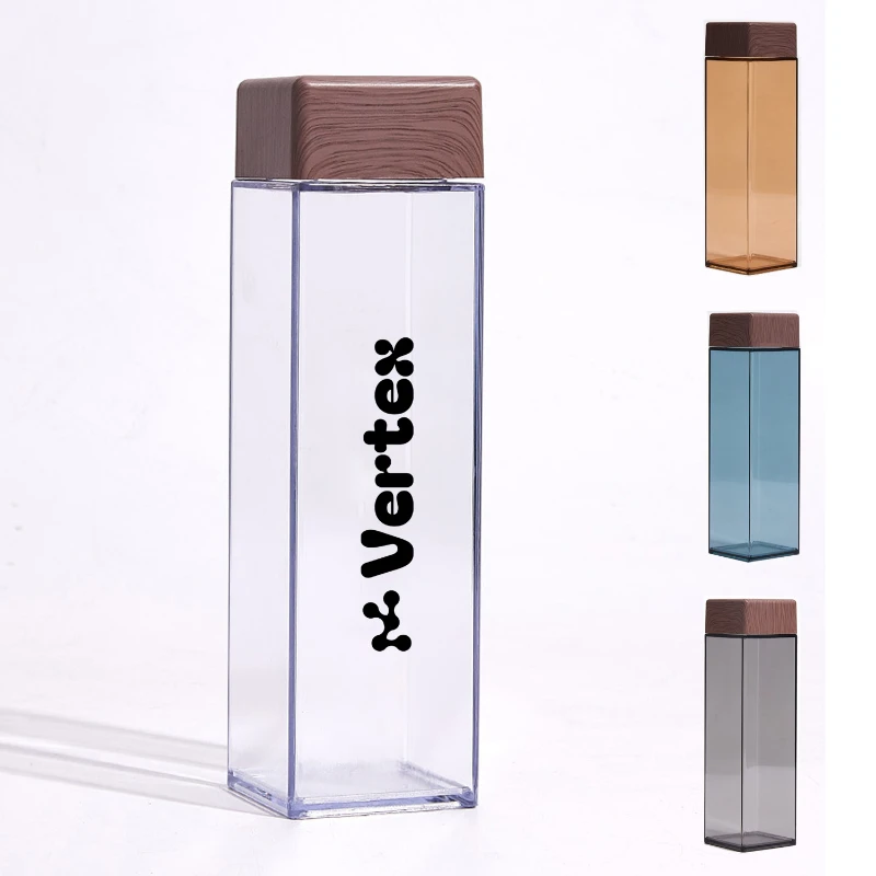 square transparent water bottle