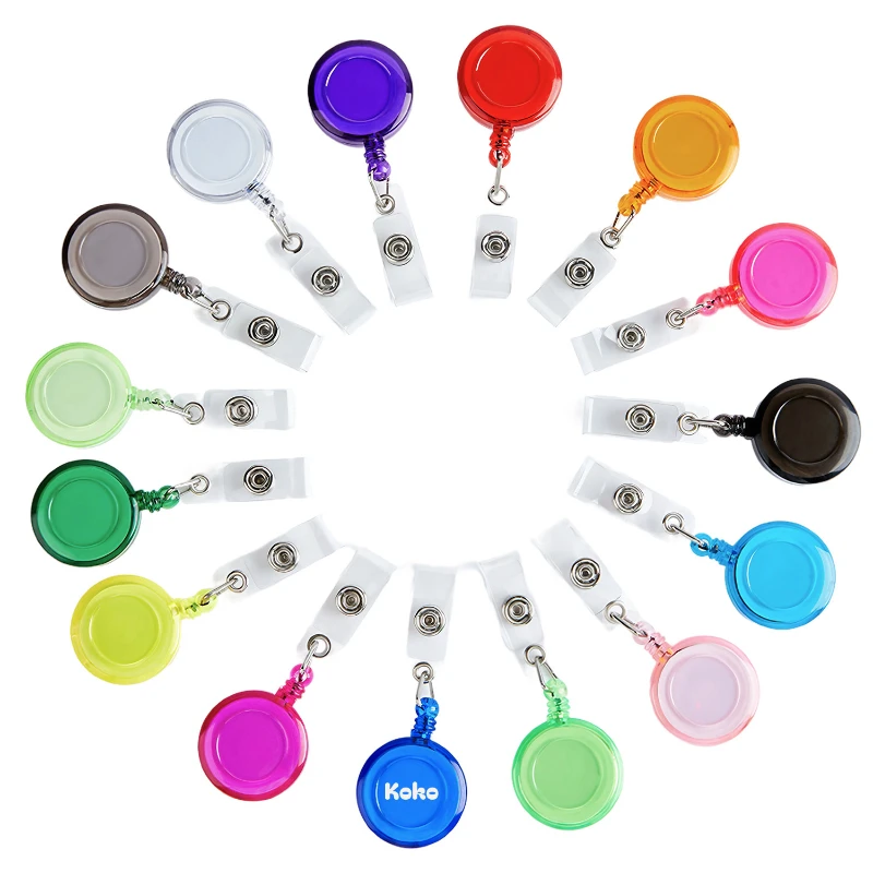 colorful retractable badge holder reel with metal belt clip