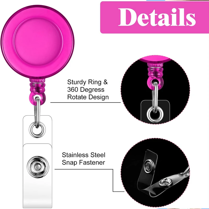 colorful retractable badge holder reel with metal belt clip