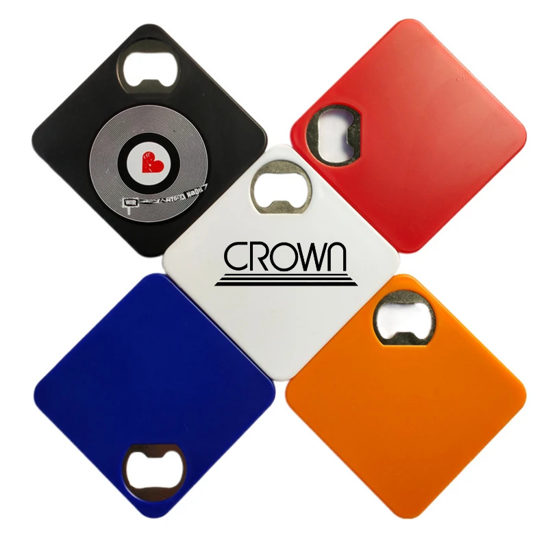 square coaster with bottle opener