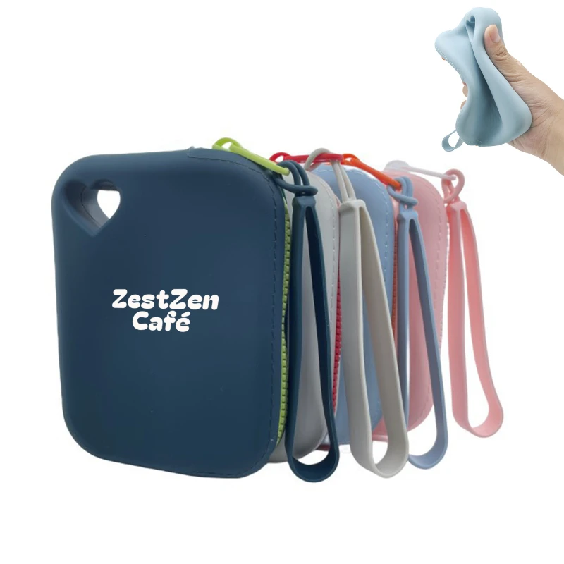silicone pouch with zipper and wrist strap
