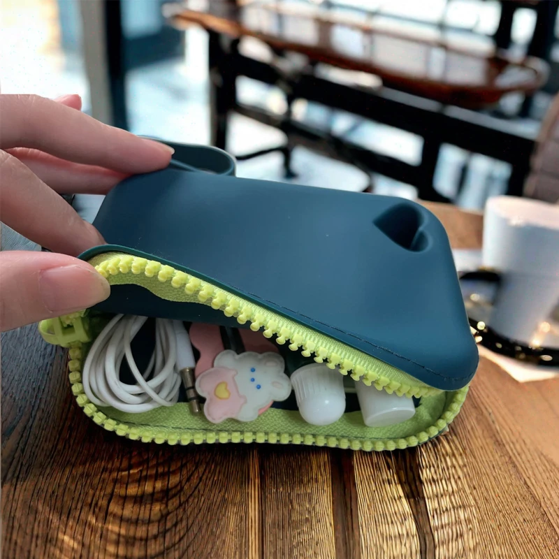 silicone pouch with zipper and wrist strap