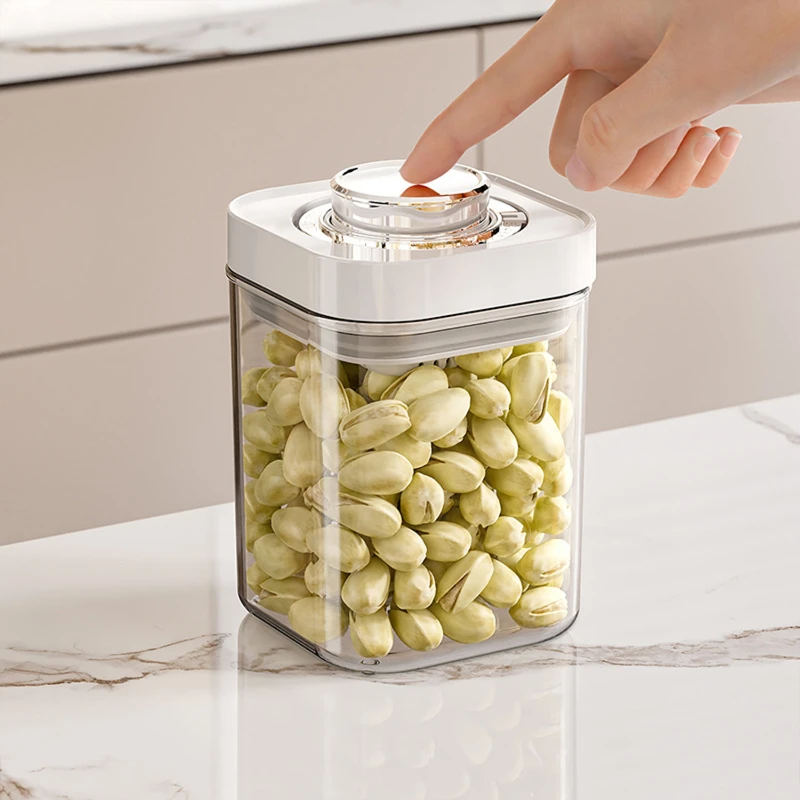 airtight storage container with push button lid