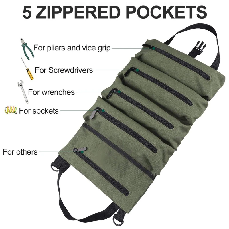 multi purpose tool roll up pouch bag
