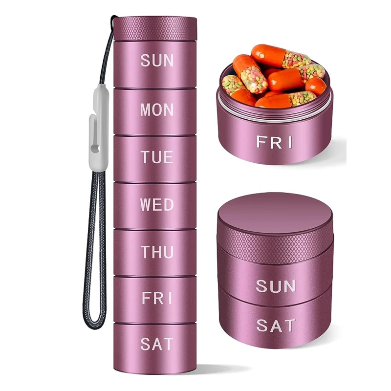 metal organizer travel pill box stackable 7 day