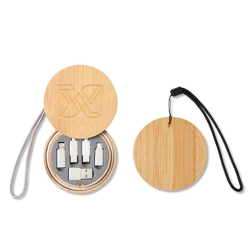 data cable adapter set with bamboo box