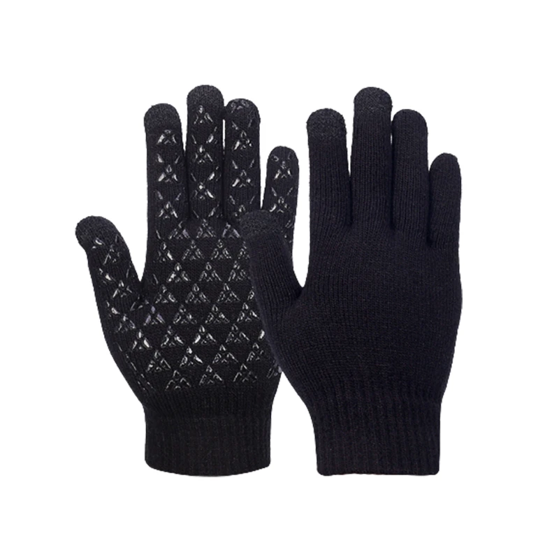 winter warm touch screen fingers gloves black