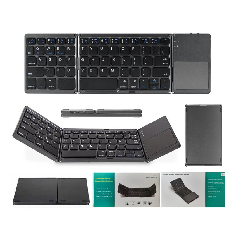 tri fold foldable bluetooth keyboard with touchpad