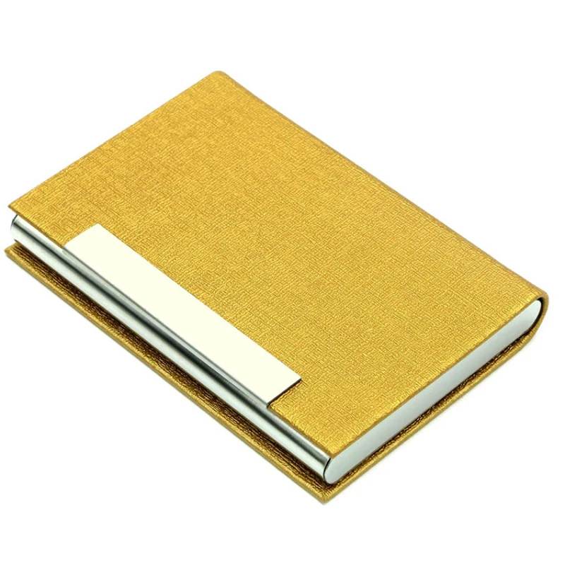 pu leather and stainless steel business card holder