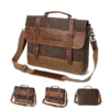 genuine leather waxed canvas messenger bag