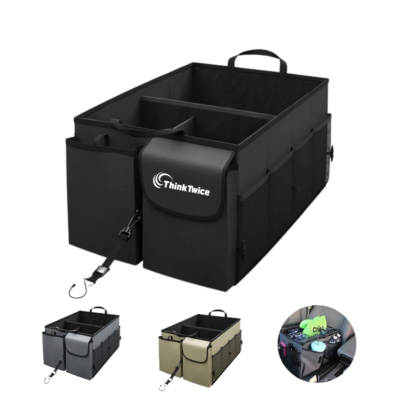 compact car trunk organizer with adjustable straps