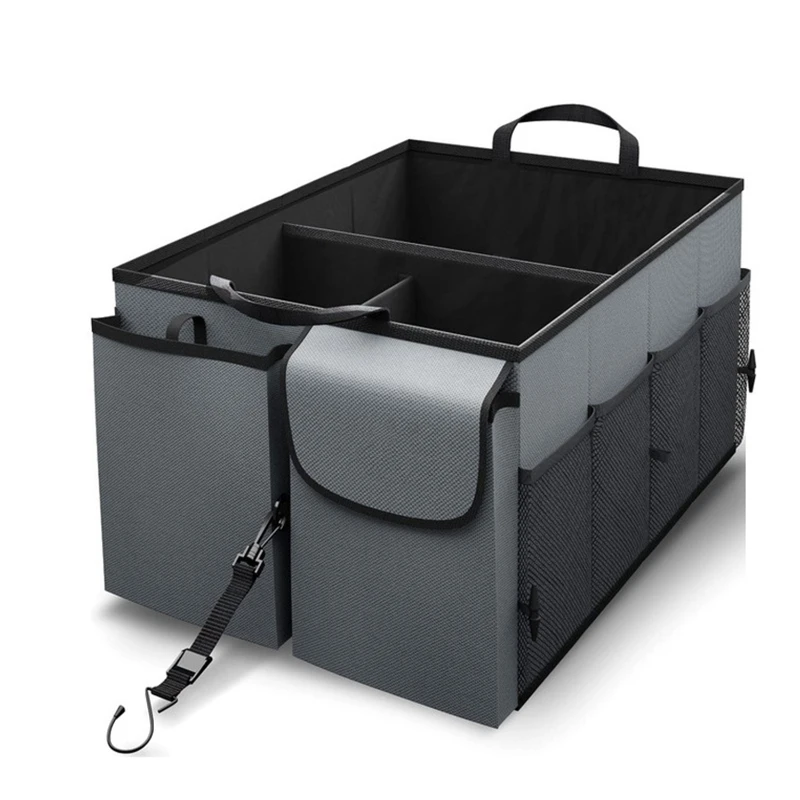 compact car trunk organizer with adjustable straps