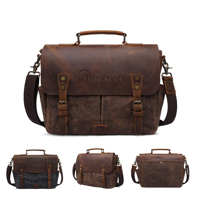 retro cowhide leather messenger bag