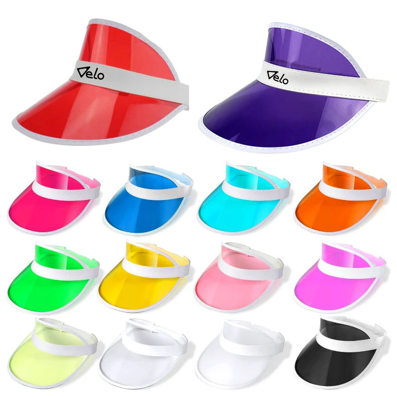 clear colored plastic sun visors hat
