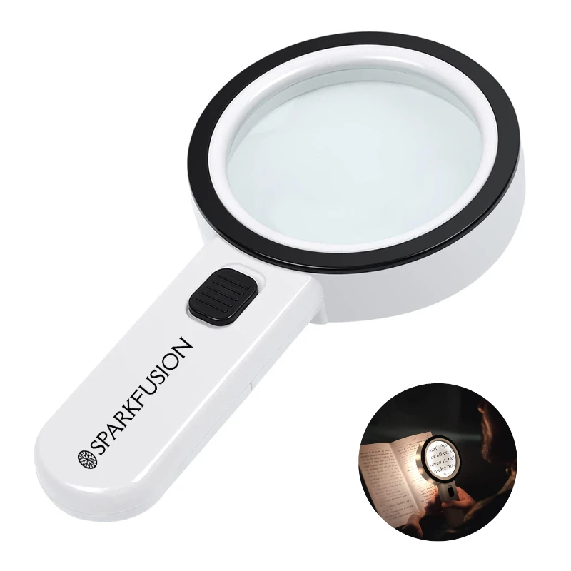 30x handheld magnifying glass with light
