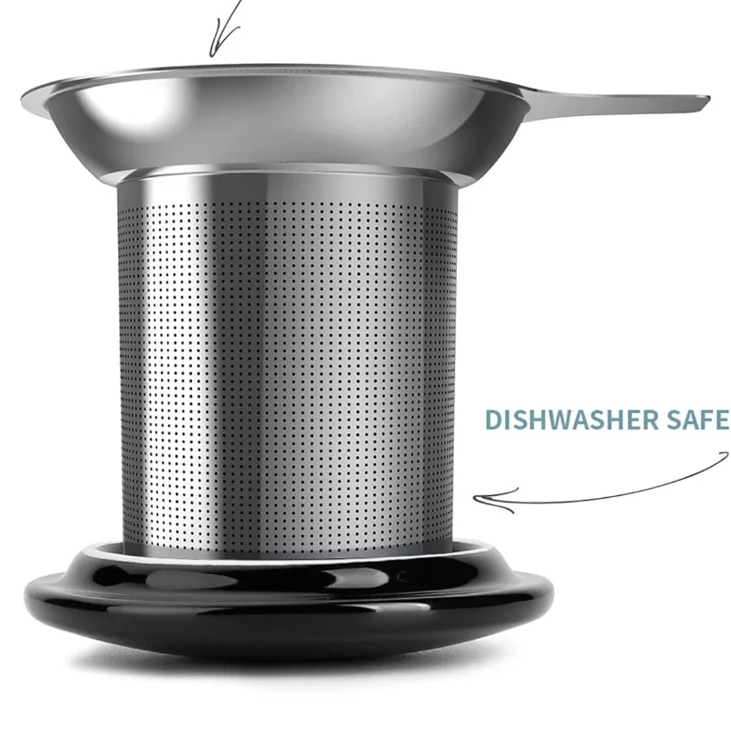 15 oz porcelain tea mug with infuser and lid