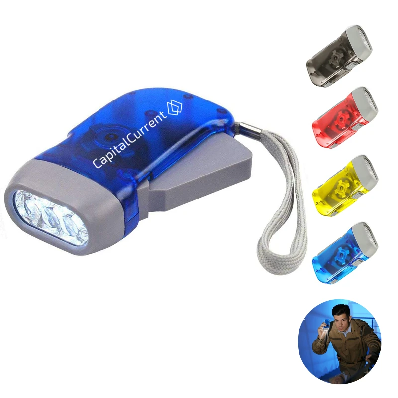 battery free outdoor hand crank flashlight