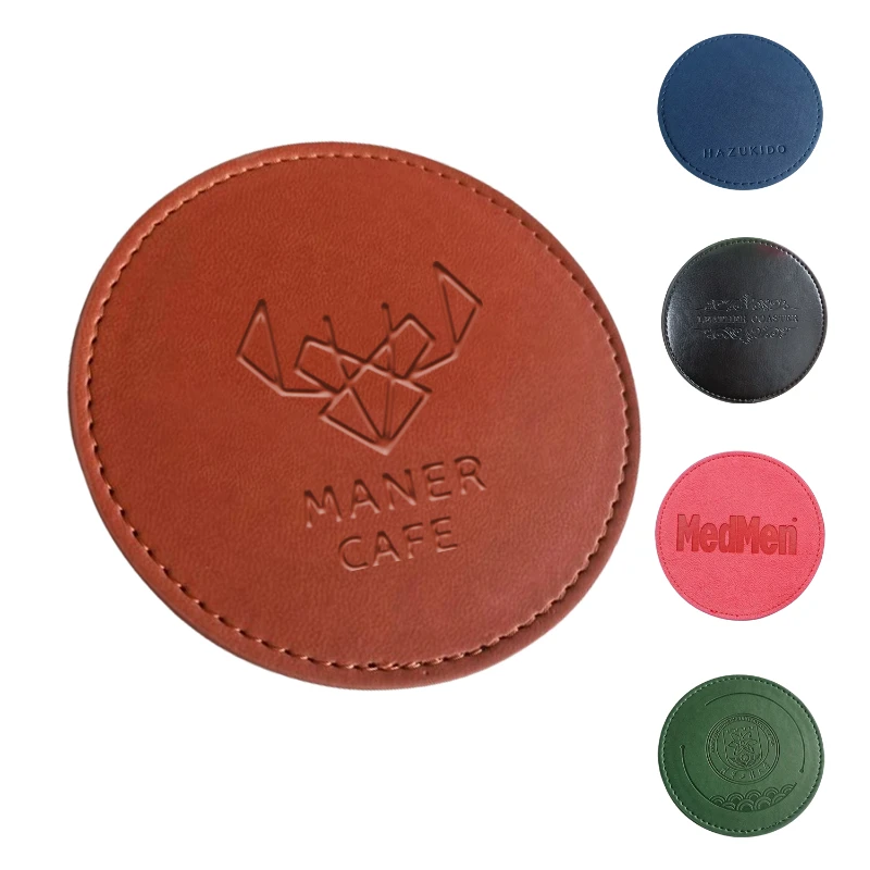 3.9" pu leather coaster
