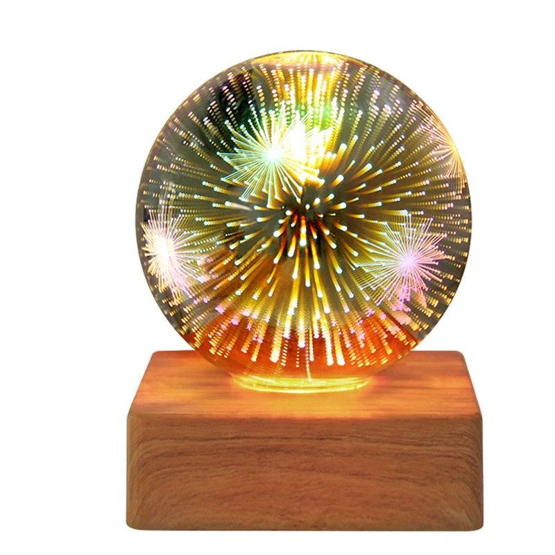 usb powered led 3d glass ball night light
