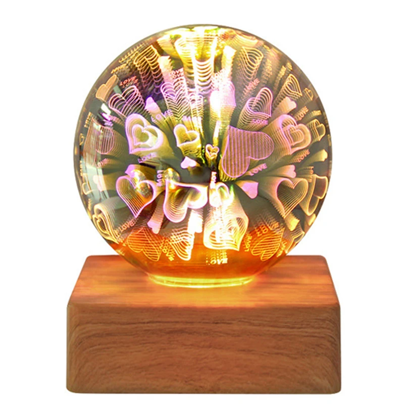 usb powered led 3d glass ball night light