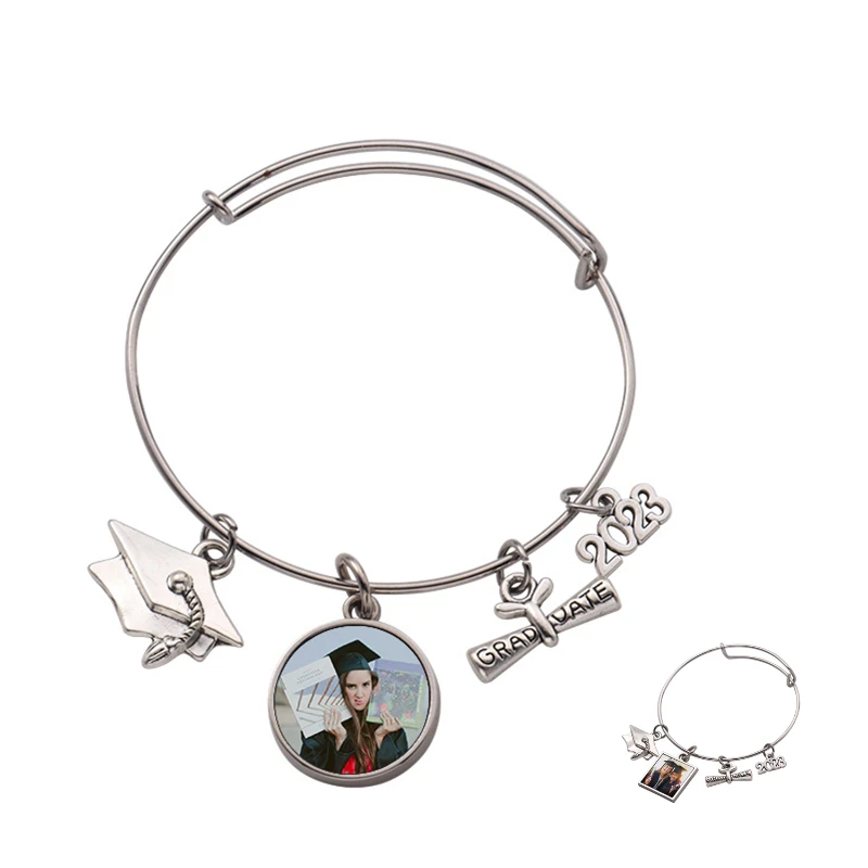 adjustable graduation season metal tag bracelet