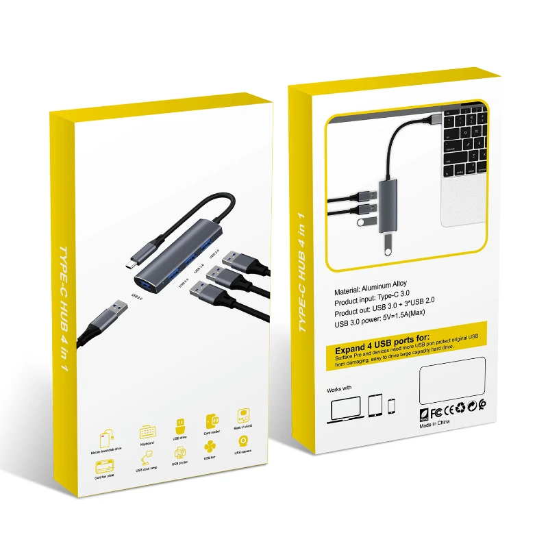 multifunctional 4 port usb hub