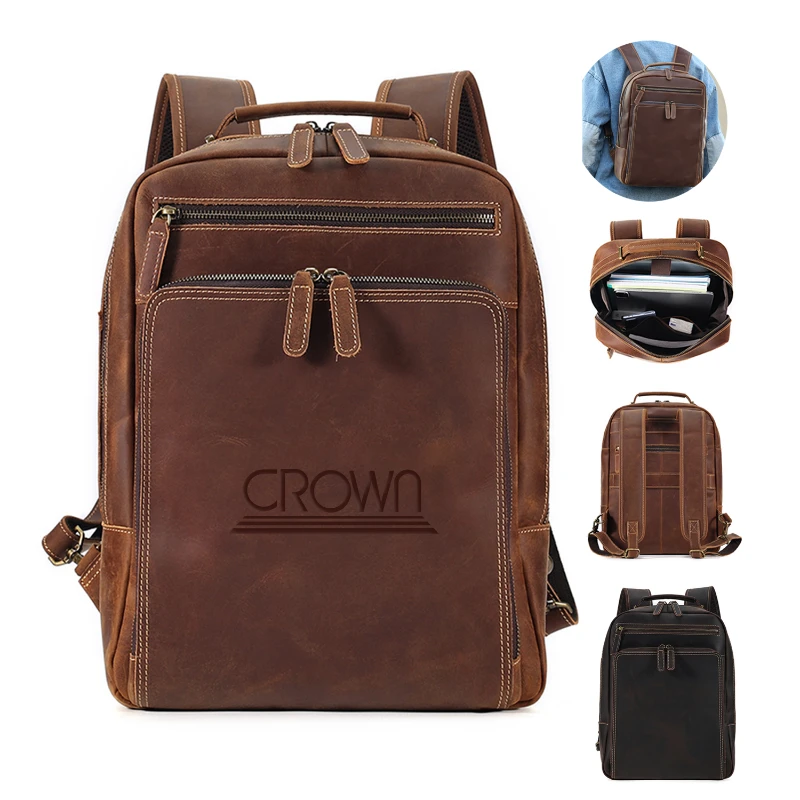 15.6" genuine leather business backpack