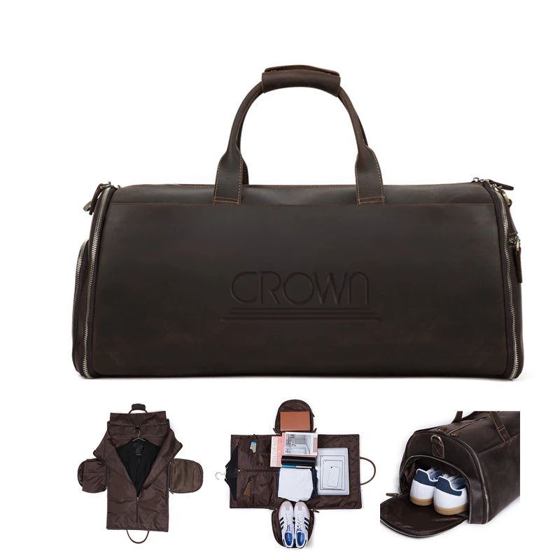 genuine leather convertible garment bag