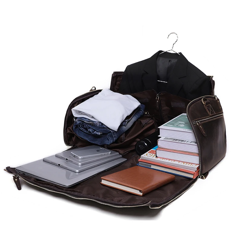 genuine leather convertible garment bag