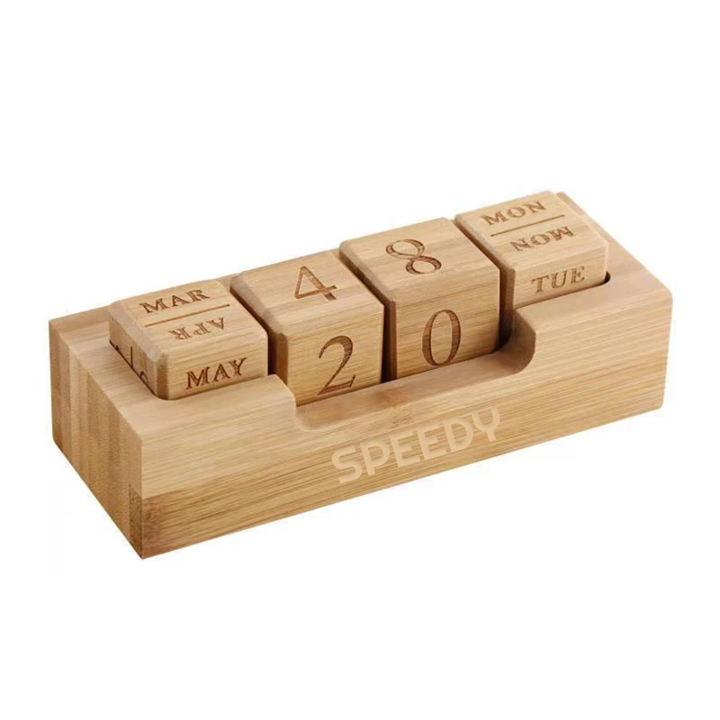 wooden desk blocks calendar