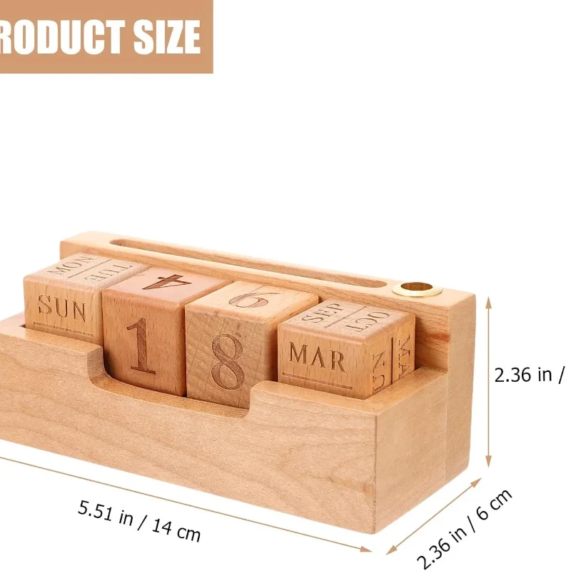 wooden desk blocks calendar