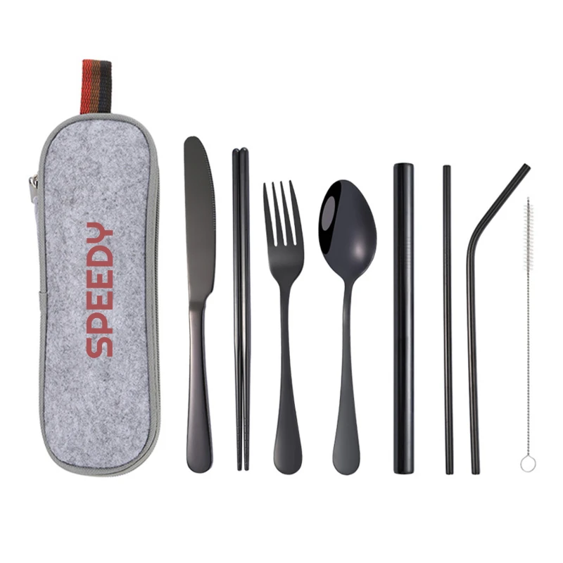 8 piece travel utensils with case