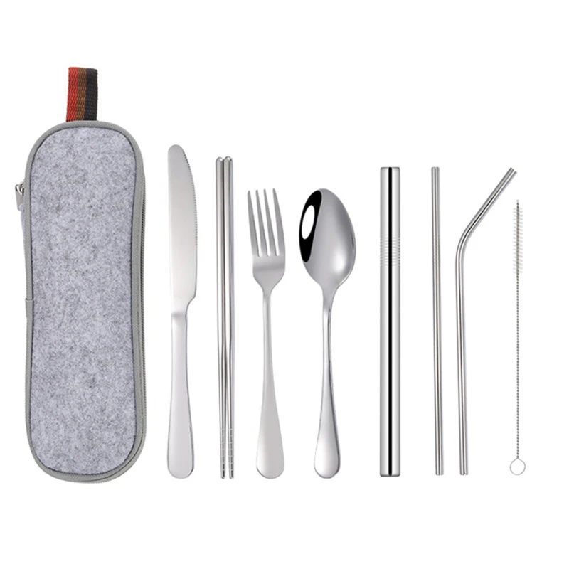 8 piece travel utensils with case
