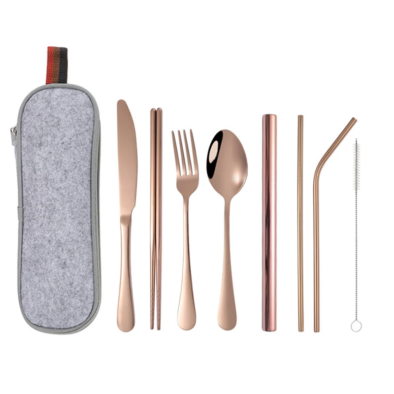 8 piece travel utensils with case