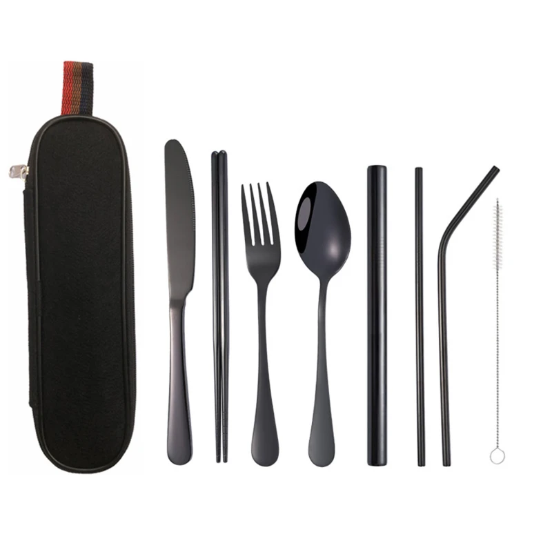 8 piece travel utensils with case