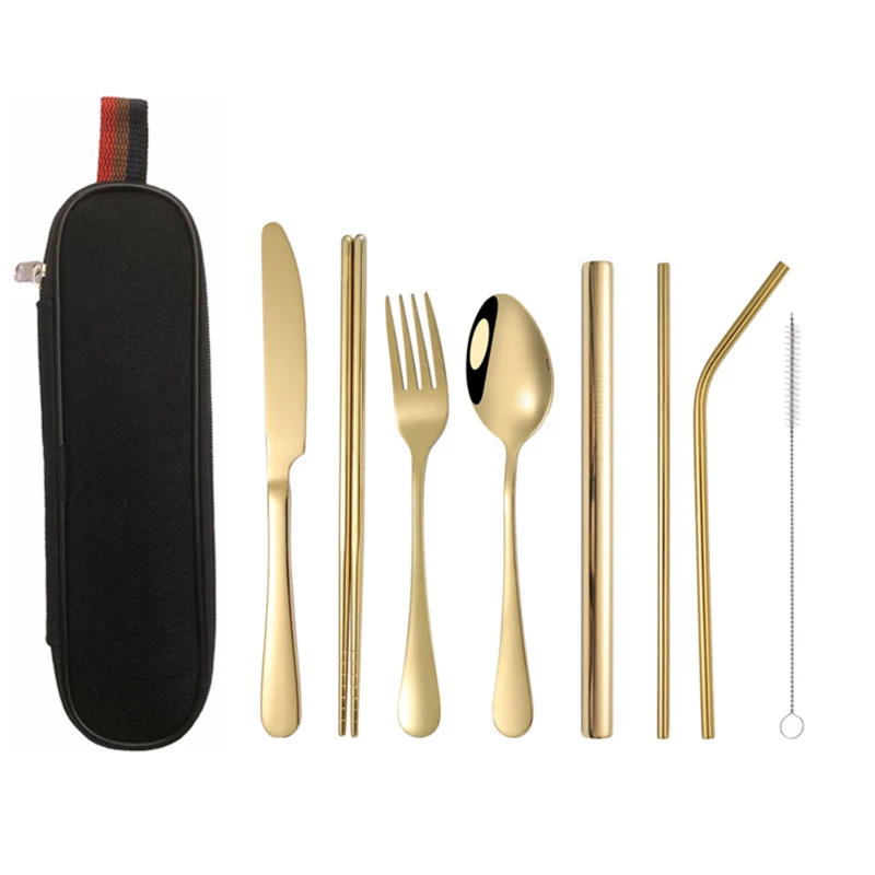 8 piece travel utensils with case