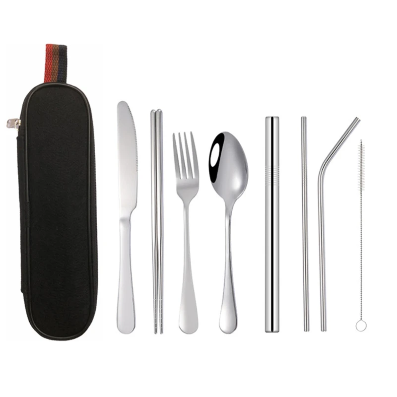 8 piece travel utensils with case