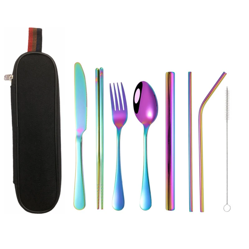 8 piece travel utensils with case